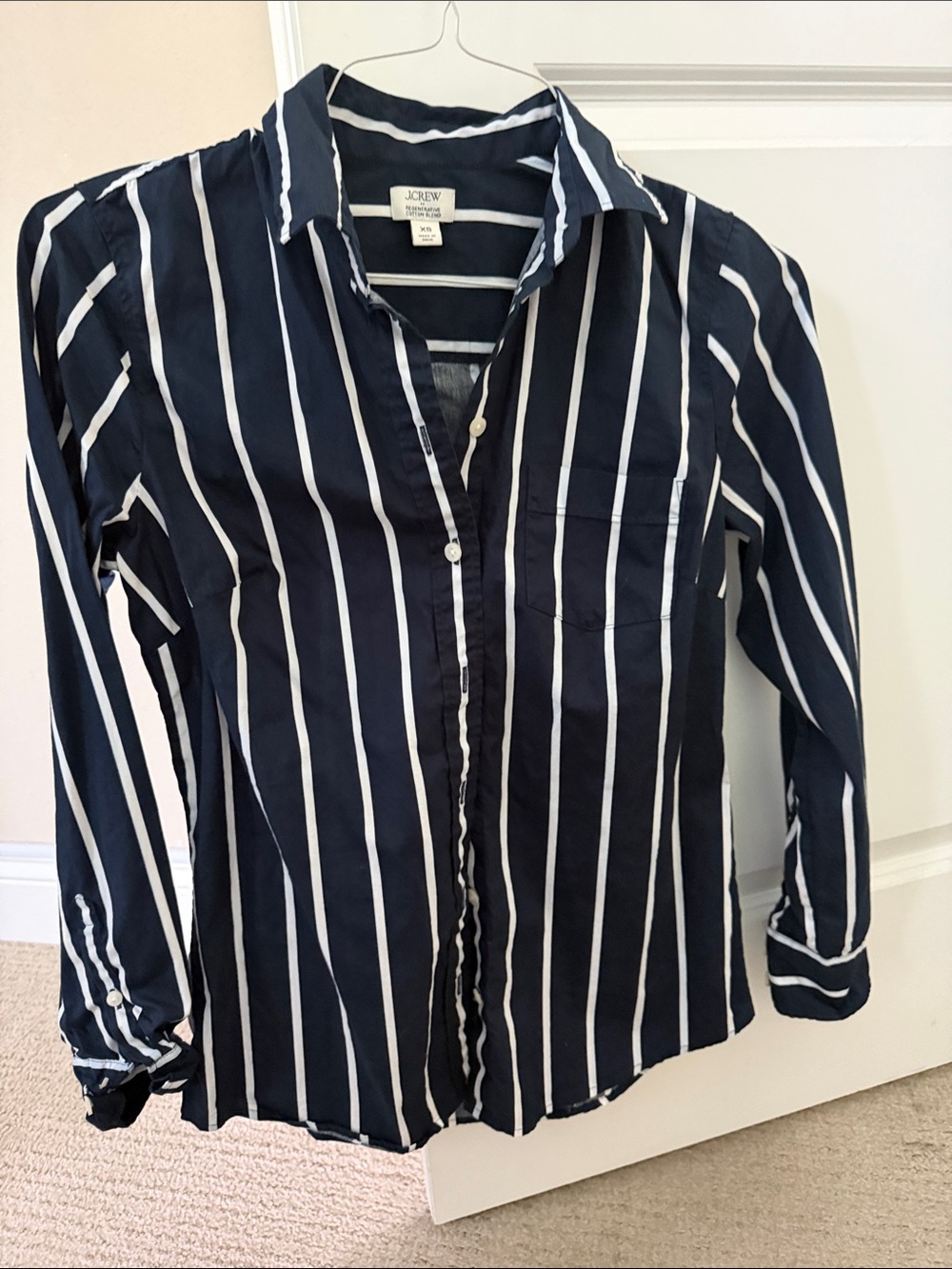 Navy and White J Crew Button down